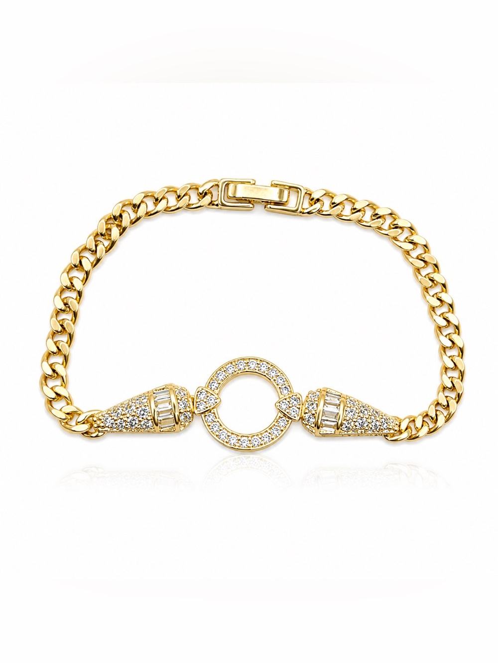 Gold-Filled Pavé Circle Link Chain Bracelet